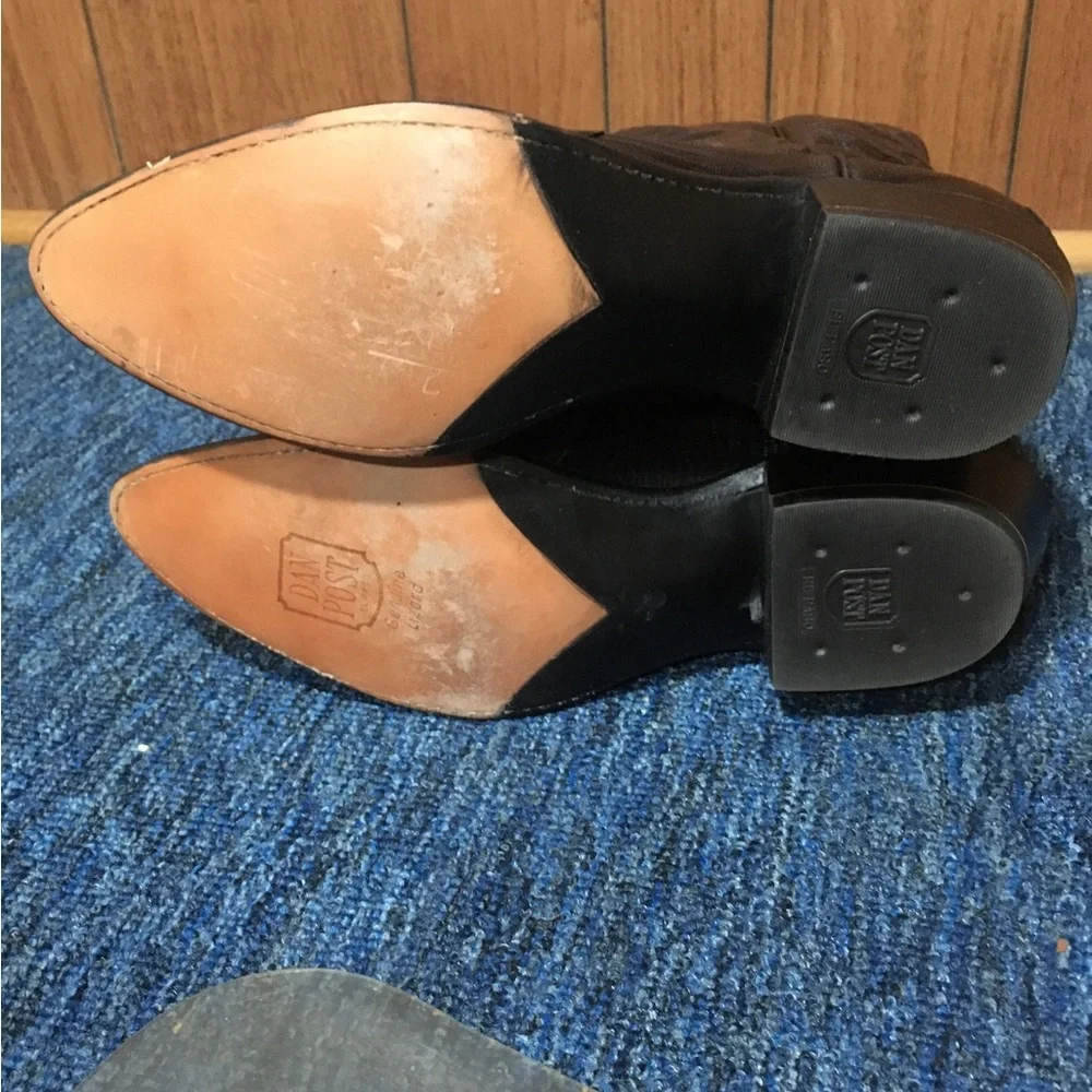 Host Pick! New Vintage Dan Post Black Cherry Lizard Western Boots - Picture 3 of 5